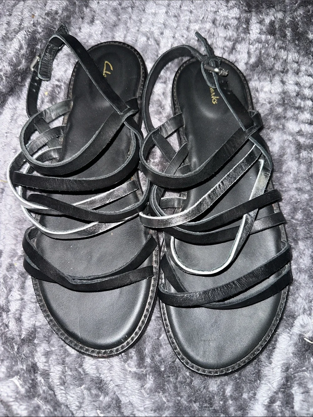 Clarks Black Multi-Strap Women's Sandals